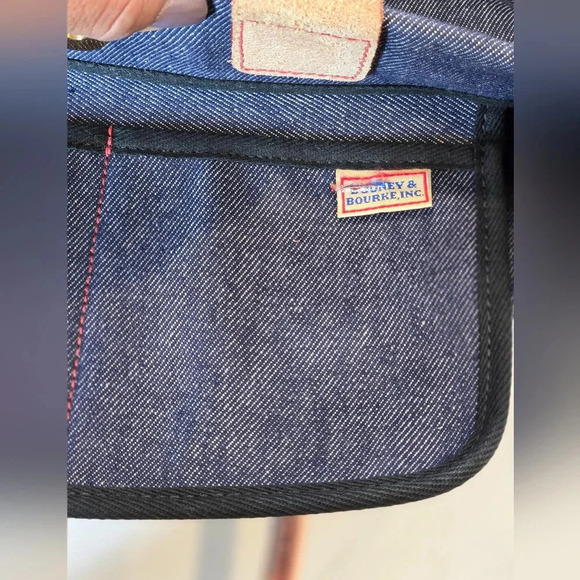 Dooney & Bourke Blue Denim Satchel With Crossbody Leather Strap bag. - Picture 2 of 9